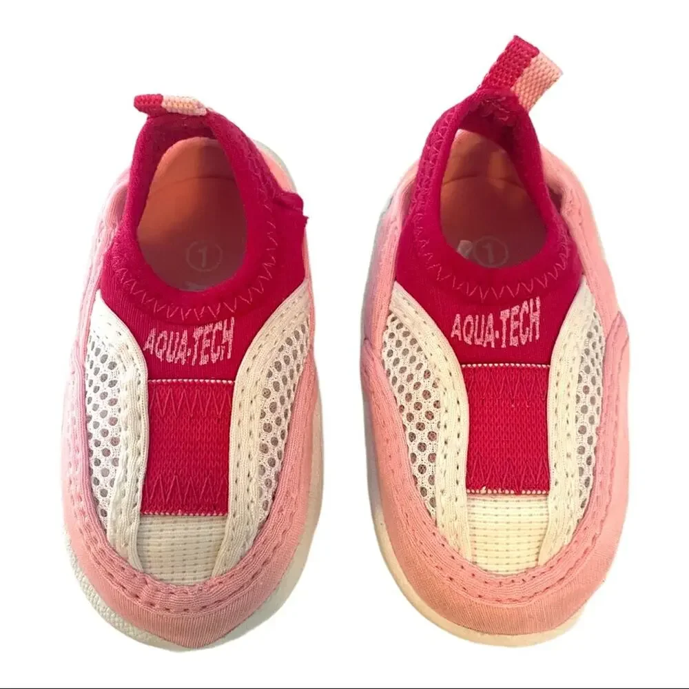 Baby Water Shoes Aqua Tech Pink White Mesh Infant Beach Pool Size 1